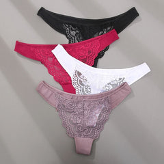 Flower Lace Low-waist G-String Briefs Panties snazzyway