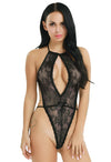 French Daina Plus size black lace teddy bodysuit snazzyway