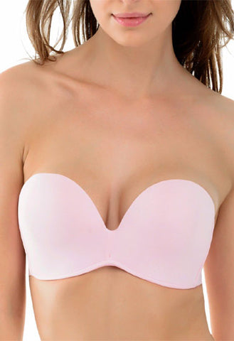 Half Cup Seamless Padded Luxury Pink Coloured Bra FRENCH DAINA