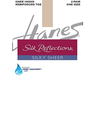 Hanes Silk Reflections Silky Sheer Knee Highs 2-Pack(Sold Out) snazzyway