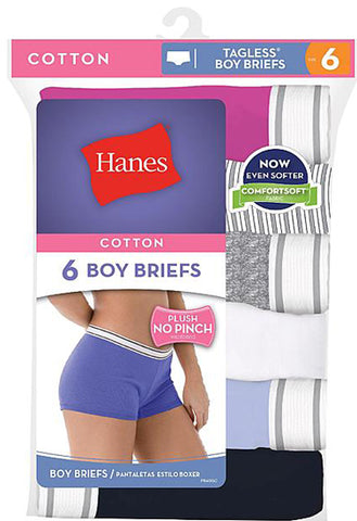 Hanes Unisex Cotton Stretch Boyshort 6 Pair Pack snazzyway