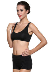 3-Pack Scoop Neck Black Sports Bra Boyshort Set snazzyway