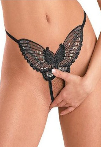 LEG AVENUE Butterfly Shaped Open Crotch G-String(sold out) snazzyway