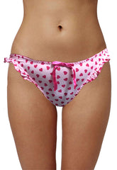 Ladies Cute Heart Print Ruffle Plush Thong(sold out) snazzyway