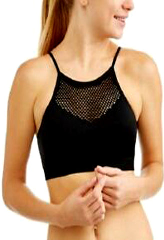 Ladies Fishnet Cut High Neck Black Cami Bra FRENCH DAINA