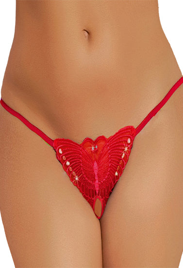 Ladies Sheer Butterfly Crotchless G-String FRENCH DAINA