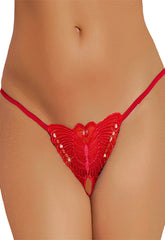 Ladies Sheer Butterfly Crotchless G-String FRENCH DAINA