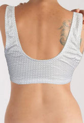 Ladies White All Zigzag Pattern Sports Bra snazzyway