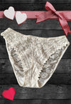 Ladies White Floral Lace High Leg Brief Panty snazzyway