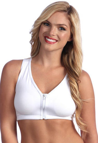 Ladies White Zip Front Sports JOGBRA snazzyway