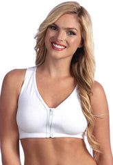 Ladies White Zip Front Sports JOGBRA snazzyway