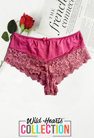 Lovely Cut Ties Pink Lace Hipster Panty snazzyway