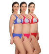 &quot;Medium&quot; Impact sports bra panty set pack of 3 snazzyway
