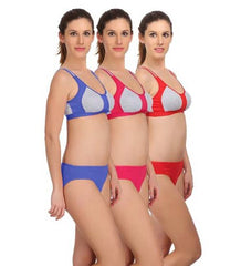 "Medium" Impact sports bra panty set pack of 3 snazzyway