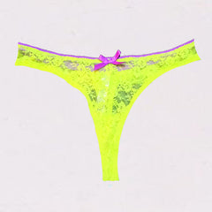 Neon Green Rose Sheer Net Lace Thong Panty(Sold Out) snazzyway