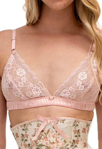 New Fashionable Baby Pink Lace Bralette snazzyway