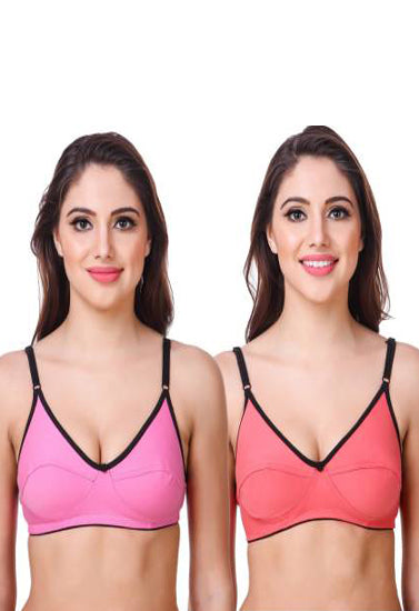 Pk Of 2 Cotton Mixed Color Everyday Bra FRENCH DAINA