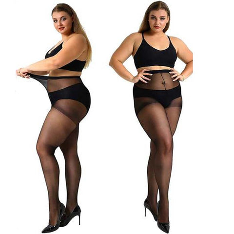 Plus size pantyhose sheer shine snazzyway