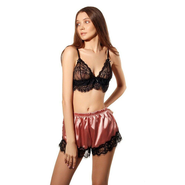 Premium lace Bralette with silk satin Kincker