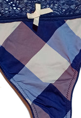 Printed Check Blue Color Thong Panty snazzyway