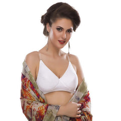 Pure cotton wire free white bra for summers FRENCH DAINA