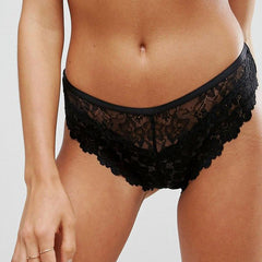 SANS COMPLEXE Black Floral Lace High Waist Thong snazzyway