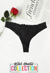 SERRA Black Soft & Sleek Cotton Thong snazzyway