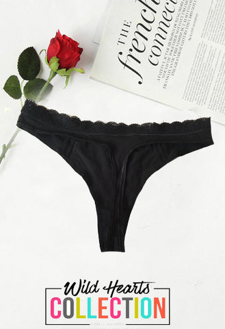 SERRA Black Soft & Sleek Cotton Thong snazzyway