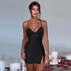 Flirty Backless Satin Mini Dress for Summer snazzyway