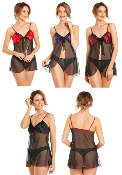 See through babydoll satin cups very sexy style