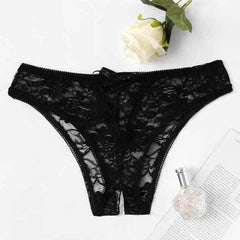 2 Pack Sexy Floral Lace Crotchless panty snazzyway