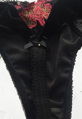 Sexy Floral Lace High Waisted Velvet Thong snazzyway