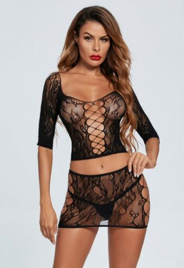 Women's Sexy Fishnet Body Suit Set