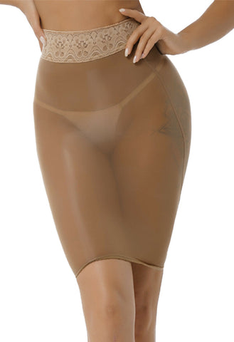 Sexy transparent beige skirt lingerie snazzyway