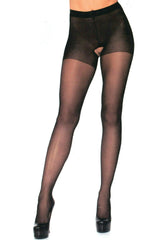 Flirty Sheer Black Pantyhose Crotchless snazzyway