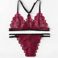 Sheln Maroon Lace Strappy Lingerie Set FRENCH DAINA