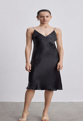 Silk Slip V-Neck Cocktail Party Dress snazzyway