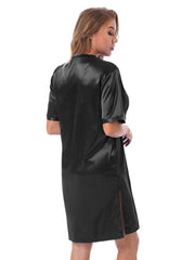 Silk satin sexy black short sleepwear French Daina