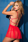 Red hot Flirty Open Squares Babydoll Lingerie With G-String (SOLD OUT) snazzyway