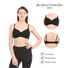 Black Non Wired Padded Bra snazzyway