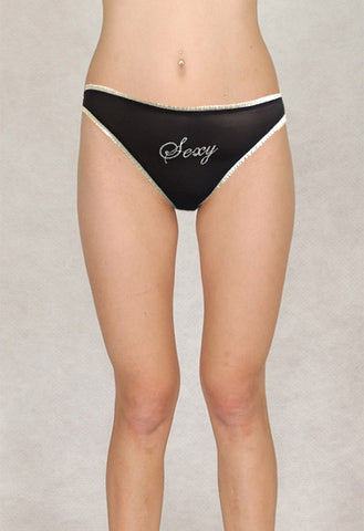 Solell "Sexy" Printed Black Net New Thong snazzyway