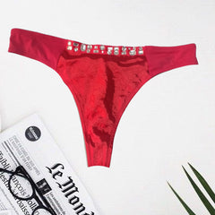 Splash Embellished Rhinestone Red Thong In XXL snazzyway