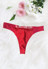 Splash Embellished Rhinestone Red Thong In XXL snazzyway