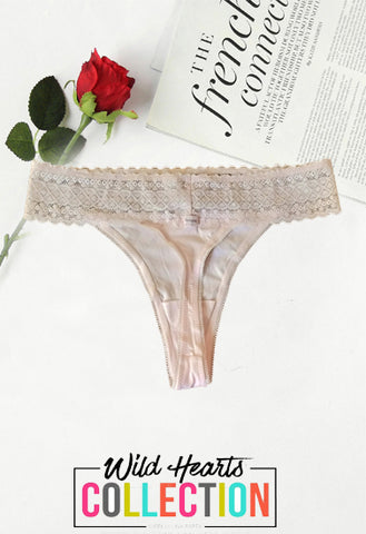 Sweetest Thing Lace V-Front Baby Pink Thong snazzyway