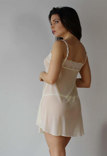 See through womens nightwear lace trim