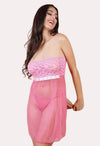 Pink Lace &amp; Sheer Seduction Babydoll snazzyway