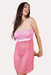 Pink Lace & Sheer Seduction Babydoll snazzyway