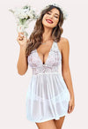 Bridal White Lace &amp; Sheer Babydoll Nightwear snazzyway