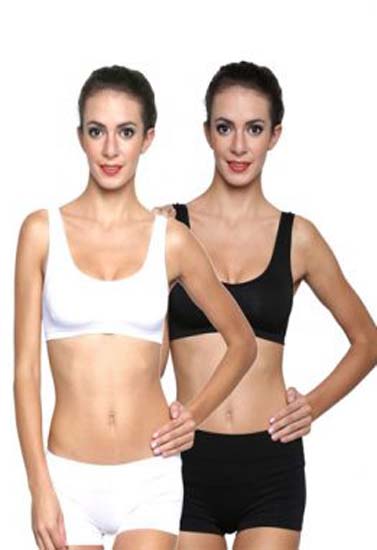 Black White Medium Support Sports Bra Sets