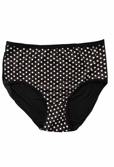 Super Comfortable White Dotted Black Cotton Plus Size Hipster Panty FRENCH DAINA
